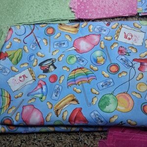 Circus Menagerie J. Wecker Frisch Cotton Quilting Fabric Pastel Colorful Peanuts